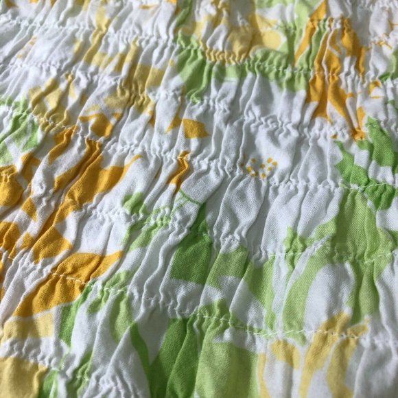 Ms. Lee Women's Smocked Crop Tank Top Size XL Floral Summer Casual Stretch White - Picture 5 of 8